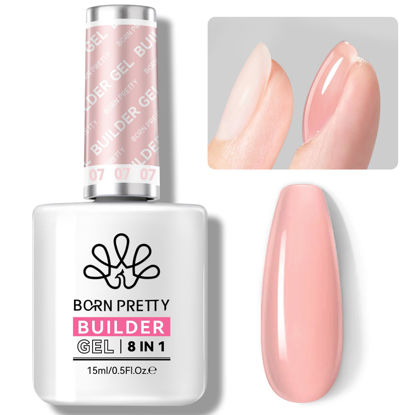 Picture of BORN PRETTY Builder Gel for Nails, 8-in-1 Milky Nude Natural Clear Builder Nail Gel for Nail Apex and Extension Strengthener, Nail GLue Gel Hard Gel Base Rhinestone Nail Glue Gel in a Bottle 15ml