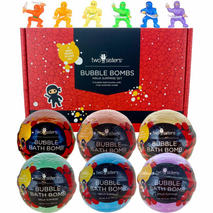 Picture of Ninja Bath Bombs for Kids with Surprise Toy Inside (6 Pack) - Large Red Bubble Bomb and Fizzies, Gentle and Safe, USA Made - Ideal Gift for Boys and Girls by Two Sisters
