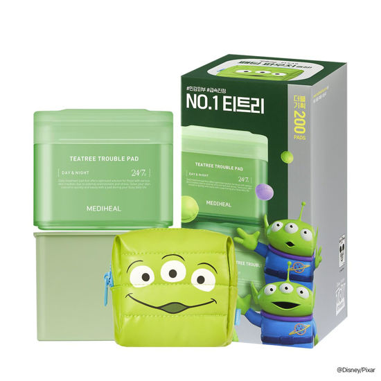 Picture of MEDIHEAL Madecassoside Toner Pads [Disney Pixar Edition]-Centella Asiatica to Improve Uneven Skin Tone - Vegan Face Gauze Pads, Full size 100 Pads + Refill 100 Pads (Teatree, 200 pads)