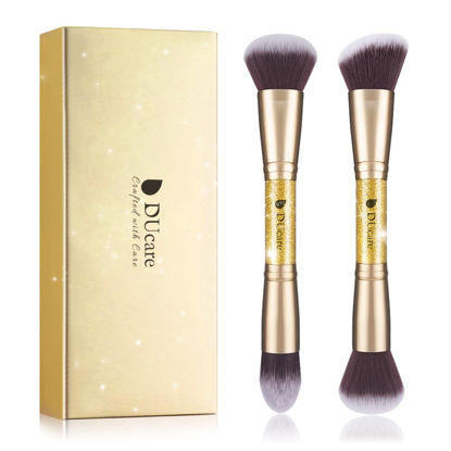 Picture of DUcare Makeup Brushes Duo End Foundation Powder Buffer and Contour Brush Synthetic Cosmetic Tools 2Pcs