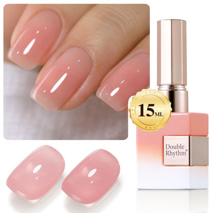 Picture of Double Rhythm Translucent Gel Polish Sheer Neutral Natural Light Milky Same Color Same Bottle 15ML Jelly Nail Polish Nail Art DIY at Home (Pink Clear-A1323)
