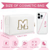 Picture of Small Personalized Initial A-Z Preppy Patch Makeup Bag,White PU Chenille Letter Travel Cosmetic Pouch with Zipper,Cute Toiletry Bag,Gift Ideal for Teen Girls Women Teacher Bridesmaid,Letter M