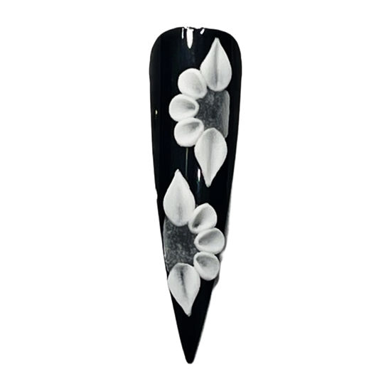 Picture of Set 10Pcs 3D Sweet Season Poinettia (5 Petals) Flower Nail Art Charms Handmade by Acrylic Powder Design Acrylic Nail Art for Women Girls (White No Rhinestones-10Pcs)