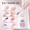 Picture of BORN PRETTY Builder Gel for Nails, 8-in-1 Extension Gel Strengthener Gel Hard Builder Nail Gel Base Top Gel, Pink Gel Builder Rhinestone Nail Glue Gel in A Bottle Nails 15ML