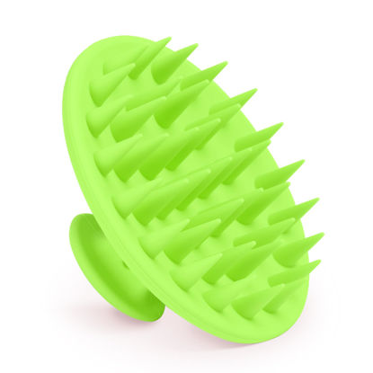 Picture of Meartchy Silicone Scalp Massager Shampoo Brush, Scalp Brush for Hair Growth & Dandruff Removal, Hair Scrubber Scalp Stimulator Exfoliator Brush with Soft Bristles for Wet Dry Scalp Care (Green)