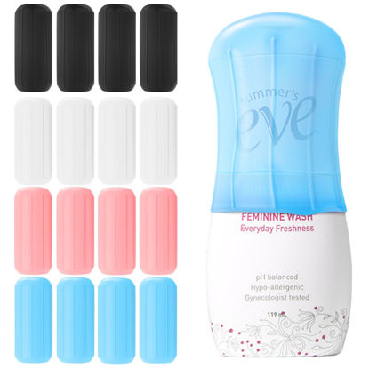 Picture of 16 Pack Silicone Bottle Covers,Travel Essentials for Women,Cruise Ship Essentials,Airplane Travel Accessories Luggage Travel Size Toiletries,Elastic Sleeves for Leak Proofing,Travel Must Haves