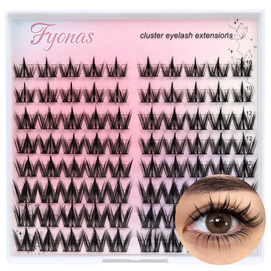 Picture of Fyonas Lash Clusters Manga Eyelash Clusters Spiky Cluster Eyelash Extensions 80Pcs C Curl Individual Lashes Volume Anime Lash Clusters with Thin Band Cosplay Lashes DIY at Home (Cutey)