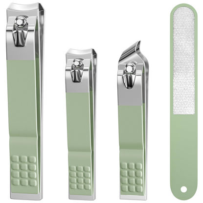 Picture of Nail Clippers for Men Women, 4 PCS Nail Clipper Set, Premium Toenail Clippers, Fingernail Clipper, Ultra Sharp Toe Nail Clippers, Nail Cutter, Finger Nail Clippers Adult, Green