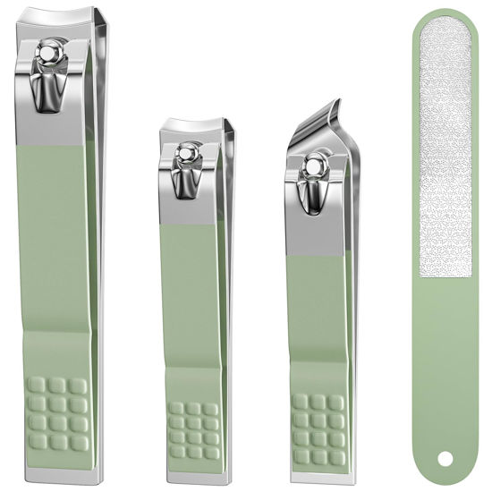 Picture of Nail Clippers for Men Women, 4 PCS Nail Clipper Set, Premium Toenail Clippers, Fingernail Clipper, Ultra Sharp Toe Nail Clippers, Nail Cutter, Finger Nail Clippers Adult, Green