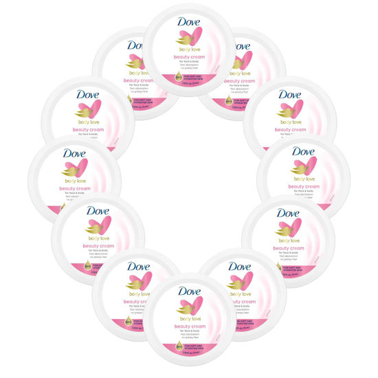 Picture of Dove Nourishing Body Care, Face, Hand, and Body Beauty Cream for Normal to Dry Skin Lotion for Women with 24-Hour Moisturization, 12-Pack, 2.53 Oz Each Jar