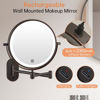 Picture of Rechargeable Wall Mounted Lighted Makeup Vanity Mirror 8 Inch Double Sided 1X 10X Magnifying Bathroom Mirror, 3 Color Lighting, Touch Dimming, Extended Arm 360 Rotation Light up Mirror Antique Bronze