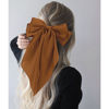 Picture of Velscrun Hair Bows for Women Girls 4Pcs White Silky Hair Bow Khaki Satin Large Coquette Bow Brown Big Hair Bows Clip Oversized Hair Ribbons Long Tail Black Bow Hair Barrettes Hair Accessories Gifts