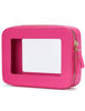 Picture of Popvibe Clear Makeup Bag Travel Cosmetic Case Transparent Toiletry Bag with Zipper, Portable Make Up Organizer Traveling Compact Car Bag for Essentials, Hotpink, Medium