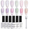 Picture of RARJSM Aurora Cat Eye Gel Nail Polish Set 6 Colors Velvet Silver Glitter Purple Pink Green Champagne Galaxy Star Cloud Ice Gel Polish with Magnet Stick UV LED Curing Requires Soak Off Home Salon