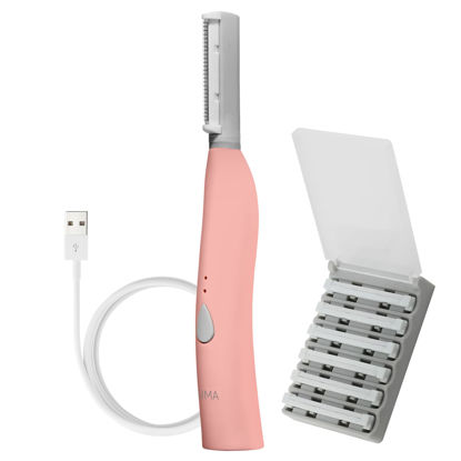 Picture of SPA SCIENCES - SIMA Sonic Dermaplaning Tool - Patented Painless 2 in 1 Facial Exfoliation & Peach Fuzz-Hair Removal System w/ 7 Weeks Treatment Included - Anti-Aging - 3 Speeds - Rechargeable