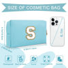 Picture of Small Personalized Initial Preppy Patch Makeup Bag,White Chenille Letter Travel Cosmetic Pouch with Zipper,Cute Toiletry Bag,Valentines Day Gift Ideal for Teen Girls Women Teacher Bridesmaid,Letter S