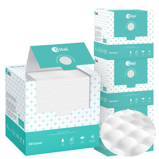 Picture of Ditoi Face Towels, 10"×12" Disposable Face Towel, Makeup Remover Dry Wipes, Ultra Thick Soft Face Towelettes for All Skin Types, 200 Count (4 Pack)