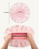 Picture of Aquior Shower Cap,Triple Layer Shower Cap for Women, Reusable Waterproof Bath Cap,Silky Satin Outer Layer Terry Lining, Extra Large for Women Long Hair(Pink)