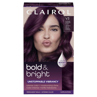 Picture of Clairol Bold & Bright Permanent Hair Dye, V3 Intense Passion Plum Hair Color, Pack of 1