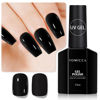 Picture of TOMICCA Black Gel Nail Polish, 15ml Black Nail Polish Fast Dry, Long Lasting Soak Off UV Black Gel Polish Color French Manicure Nail Art