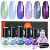 Picture of modelones Chameleon Nail Polish Set 6 Colors, Green Glitter Pink Blue Purple Holographic Quick Dry Mini Nail Lacquer Kit Gray Aurora Shimmer DIY Nail Art Manicure Gift For Women Girls