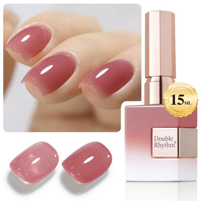Picture of Double Rhythm Translucent Gel Polish Sheer Neutral Natural Light Milky Same Color Same Bottle 15ML Jelly Nail Polish Nail Art DIY at Home (Light Pink Purple-A1373)