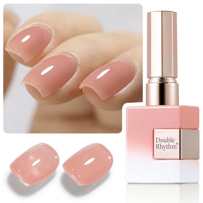 Picture of Double Rhythm Translucent Gel Polish Sheer Neutral Natural Light Milky Same Color Same Bottle 15ML Jelly Nail Polish Nail Art DIY at Home (Milky Light Nude-A1383)