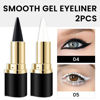 Picture of evpct 2Pcs Black White Gel Eyeliner Pencils Eye Black Face Paint Stick Lipstick Halloween Makeup Set Waterproof Smudge Proof Liquid Eyeliner Pen Crayon Smokey Eye delineador de ojos contra el agua
