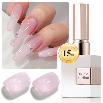 Picture of Double Rhythm Translucent Gel Polish Sheer Neutral Natural Light Milky Same Color Same Bottle 15ML Jelly Nail Polish Nail Art DIY at Home (Pink Purple-A1314)