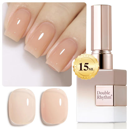 Picture of Double Rhythm Translucent Gel Polish Sheer Neutral Natural Light Milky Same Color Same Bottle 15ML Jelly Nail Polish Nail Art DIY at Home (Milky Nude-A1358)