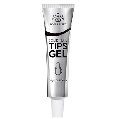Picture of Born Pretty Solid Nail Tips Gel,30ml Soft Gel Nail Tips Glue, Nail Gel for Press On Nails, Super Strong Cured Needed Acrylic Nail Gel, Nails Tip U V Nail Extension Gel Nail Charm Glue