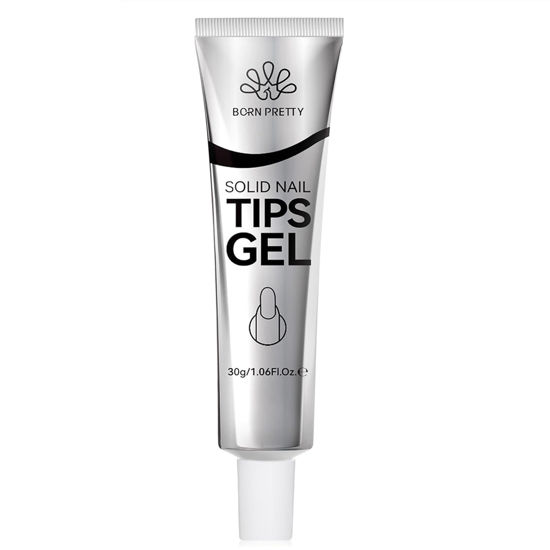 Picture of Born Pretty Solid Nail Tips Gel,30ml Soft Gel Nail Tips Glue, Nail Gel for Press On Nails, Super Strong Cured Needed Acrylic Nail Gel, Nails Tip U V Nail Extension Gel Nail Charm Glue