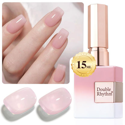 Picture of Double Rhythm Translucent Gel Polish Sheer Neutral Natural Light Milky Same Color Same Bottle 15ML Jelly Nail Polish Nail Art DIY at Home (Baby Pink-A1376)