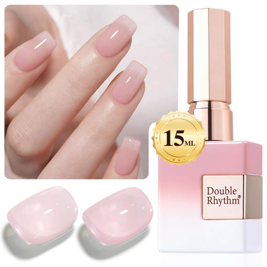Picture of Double Rhythm Translucent Gel Polish Sheer Neutral Natural Light Milky Same Color Same Bottle 15ML Jelly Nail Polish Nail Art DIY at Home (Baby Pink-A1376)