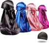 Picture of 4PCS Silky Durags for Men Women 360 Waves with 1 Wave Cap, Silky Satin Durag Extra Long Tails