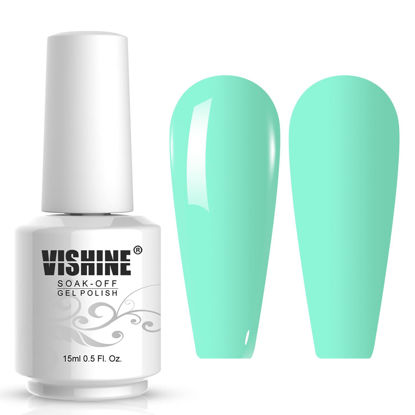 Picture of Vishine Gelpolish Gel Nail Polish Lacquer Shiny Color Soak Off UV LED Professional Manicure Turquoise(1594)