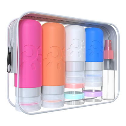 Picture of Zafit 18 Pack travel Bottles for Toiletries, TSA Approved Silicone Travel Containers Leak Proof Refillable Travel Accessories for Shampoo Conditioner Lotion Body Wash(Multicolored D)