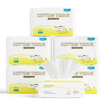 Picture of Winner 100% USA Cotton Dry Wipes, 600 Count Ultra Soft Face Towels, Wet and Dry Use, Unscented and Hypoallergenic, Baby Necessities for Diaper Changes, Meals, and On-the-go Cleanup