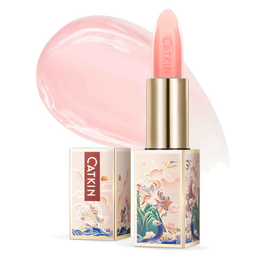 Picture of CATKIN Tinted Lip Balm Color Changing Lipstick Ultra Hydrating 100% Natural Lip Moistrurizer with Vitamin E Nourishing For Cracked & Dry Lips 0.12 oz Pink