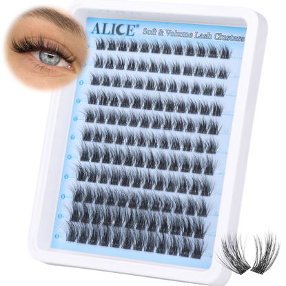 Picture of ALICE Cluster Eyelash Extensions Fluffy Volume Lash Clusters Wispy 10-16 mm C Curl Lash Extensions Handmade Soft Faux Mink Eyelash Clusters Individual Lashes132 Pcs