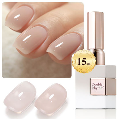Picture of Double Rhythm Translucent Gel Polish Sheer Neutral Natural Light Milky Same Color Same Bottle 15ML Jelly Nail Polish Nail Art DIY at Home (Nude Beige-A1417)
