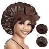 Picture of BONNET QUEEN Silk Bonnet for Sleeping Women Hair Bonnet Double Layer Satin Bonnet Tie Bonnet Sleep Satin Hair Wrap Night Cap For Curly Hair Brown