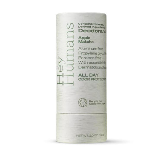 Picture of Hey Humans Deodorant, Aluminum Free Deodorant for Women and Men, Contains Naturally Derived Ingredients, All Day Odor Control, Refreshing Essential Oils, Earth Friendly Package, Apple Matcha