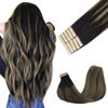 Picture of GOO GOO Tape in Hair Extensions Human Hair, 1B/16/1B Natural Black to Light Blonde,24inch 30g 10pcs, Thick Ends Straight Seamless Tape in, Invisible Tape in Hair Extensions Human Hair