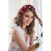 Picture of NVENF Christmas Headband for Women Jeweled Xmas Plaid Headband Embellished Crystal Pearl Knotted Headbands Wide Top Knot Holiday Headband Christmas Hair Accessories Holiday Outfits Gifts (Red)