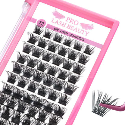 Picture of Lash Clusters, 72 Pcs Individual Lashes, Cluster DIY Lash Extension, Volume Eyelashes Look, Super Thin Band and Comfortable (Volume, D-16mm)
