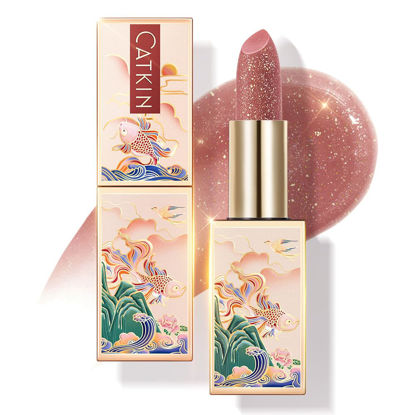 Picture of CATKIN Tinted Lip Balm Glitter Lip Stain Ultra Hydrating Lip Moistrurizer Chapstick with Vitamin E Nourishing For Cracked & Dry Lips 0.12 oz C15 Destiny - Wine Red