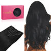 Picture of WENNALIFE Clip in Hair Extensions, 14 Inch 120g 7pcs Jet Black Hair Extensions Clip in Human Hair Remy Clip in Hair Extensions Natural Human Hair Extensions Double Weft