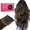 Picture of WENNALIFE Clip in Human Hair Extensions, 20 Inch 120g 7pcs Dark Brown to Chestnut Brown Balayage Hair Extensions Clip In Human Hair Remy Clip in Hair Extensions Real Human Hair Double Weft