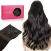 Picture of WENNALIFE Clip in Human Hair Extensions, 16 Inch 120g 7pcs Dark Brown Hair Extensions Clip In Human Hair Remy Clip in Hair Extensions Real Human Hair Double Weft